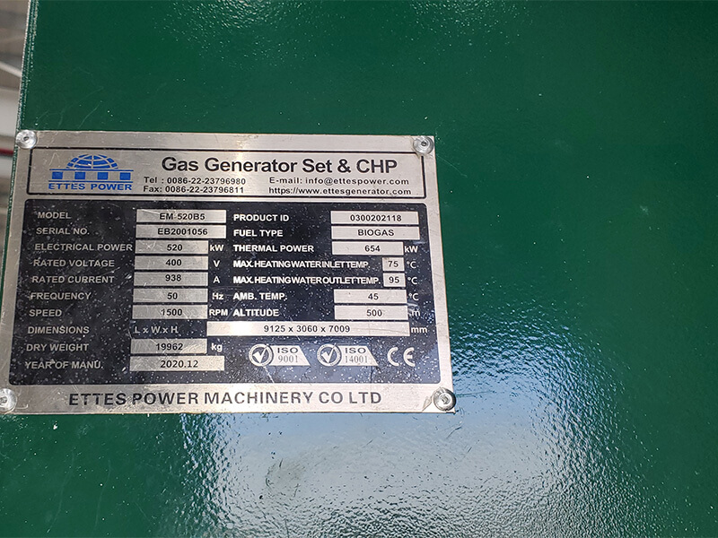 Name-plate-of-500kW-MAN-container-natural-gas-power-generator-ETTES-POWER